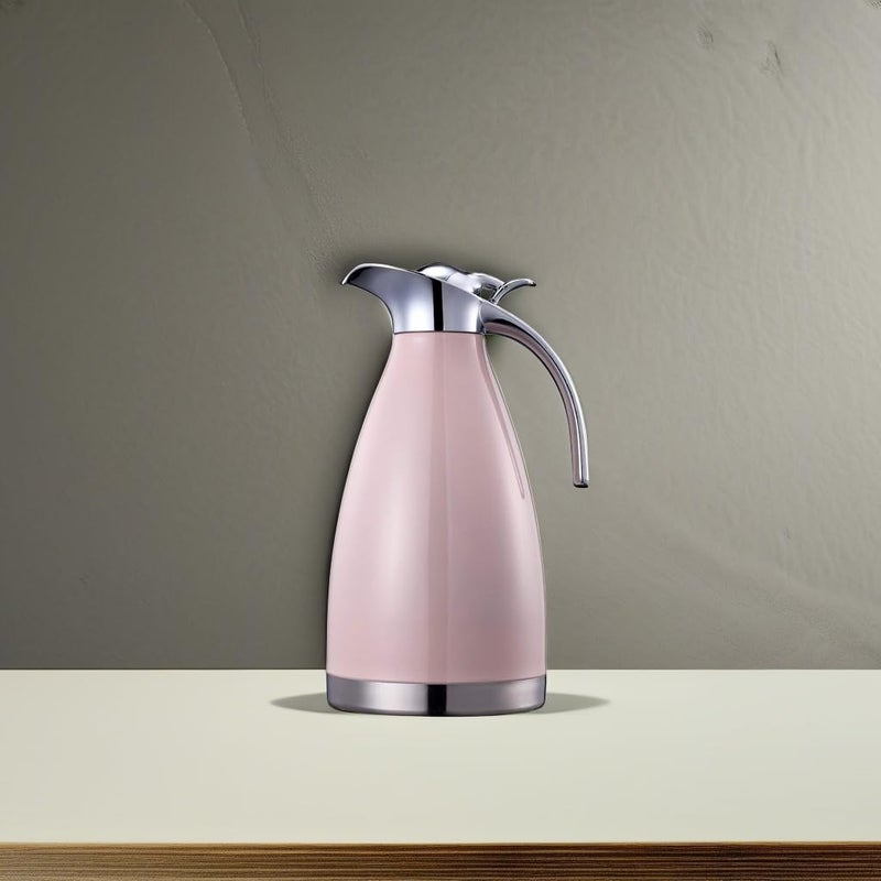 Bonnoces 68 Oz Stainless Steel Thermal Carafe - Double Walled Vacuum Insulated Thermos/Carafe with Lid - Coffee/Tea Carafe Heat & Cold Retention - 2 Liter Pink - Image 5